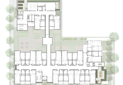 Fifth floor site plan for Lakeside Senior Housing in Oakland, Ca.