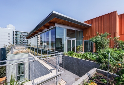 Community roof top garden at Lakeside Senior Housing in Oakland, Ca