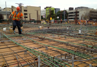 Exterior view of construction at 300 Ivy in San Francisco, CA.