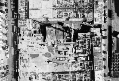 Aerial view of construction at Five88 in San Francisco.