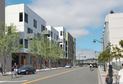 Rendered street view of Five88 in San Francisco.