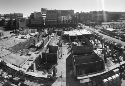 Aerial view of construction at Five88 in San Francisco.