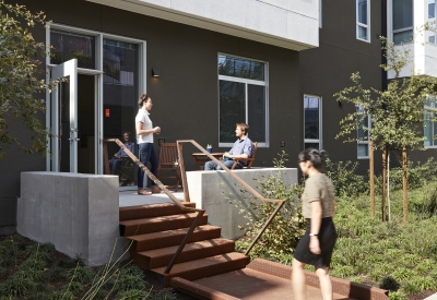 Residential stoop at Five88 in San Francisco.