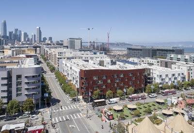 Aerial view of Five88 in San Francisco.