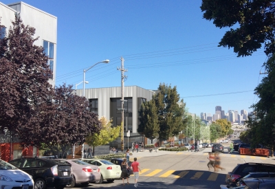 Rendered street view of Mason on Mariposa in San Francisco.