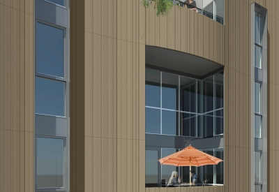 Rendering of the curved wall detail at 855 Brannan in San Francisco.