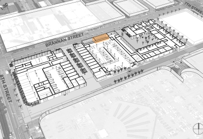 Leasing space aerial diagram for 855 Brannan in San Francisco.