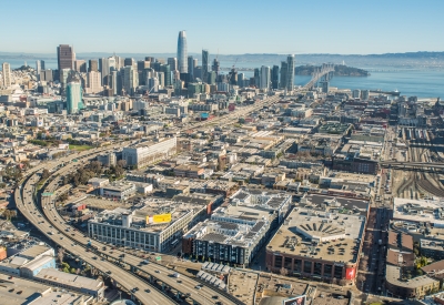 Aerial view of 855 Brannan in San Francisco.