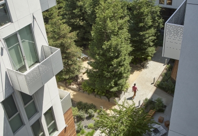 Looking into the public open space at 855 Brannan in San Francisco.