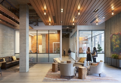 Leasing office interior at 855 Brannan in San Francisco.