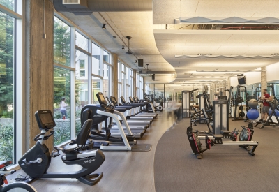 Exercise room inside 855 Brannan in San Francisco.