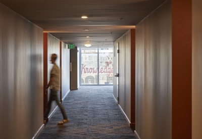 Residential hallway in 855 Brannan in San Francisco.