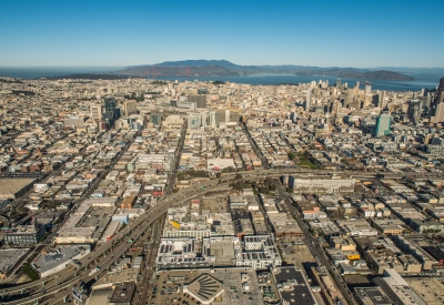 Aerial view of 855 Brannan in San Francisco.