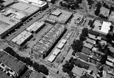 Aerial of construction at Foundry Commons in San Jose, Ca. 