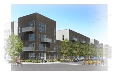 Exterior rendering of Foundry Commons in San Jose, Ca. 