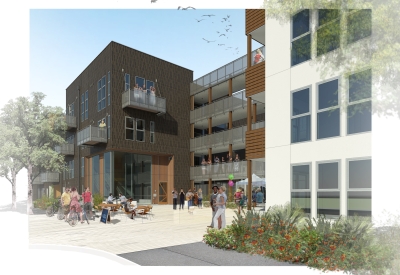Rendering exterior of Foundry Commons in San Jose, Ca.