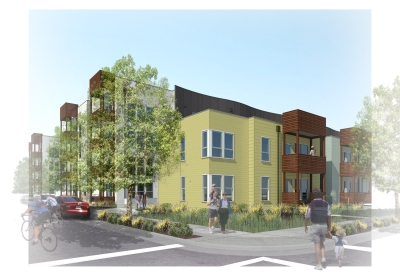 Exterior rendering of the cottages at Foundry Commons in San Jose, Ca. 