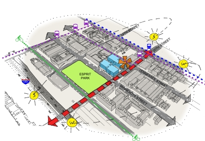 Site analysis diagram for 789 Minnesota in San Francisco.