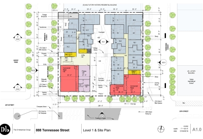 Level one site plan for 789 Minnesota in San Francisco.