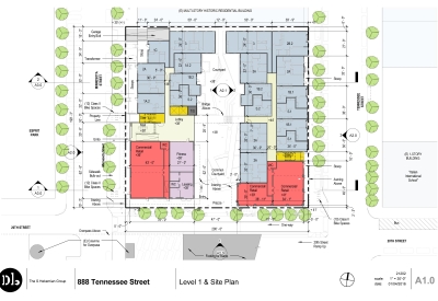 Level one site plan for 789 Minnesota in San Francisco.