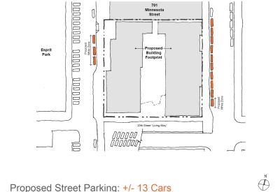 Diagram showing the proposed parking for 789 Minnesota in San Francisco.