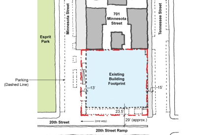 Existing site plan for 789 Minnesota in San Francisco.