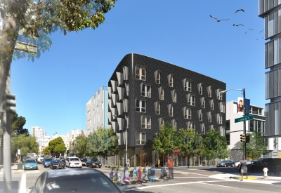 Rendering of exterior view of 388 Fulton in San Francisco, CA.