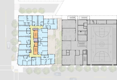 Upper level plan of 388 Fulton in San Francisco, CA.