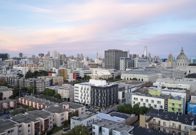 Aerial view of 388 Fulton in San Francisco, CA.