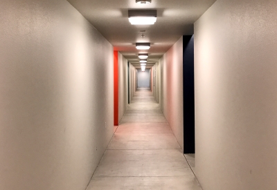 Residential hallway inside Mayfield Place in Palo Alto, Ca.