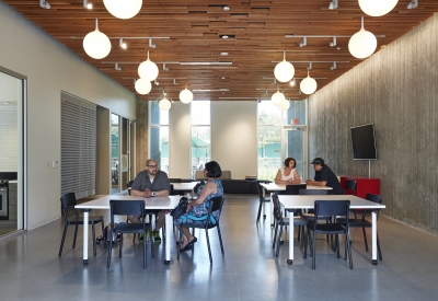 Community room inside Mayfield Place in Palo Alto, Ca.