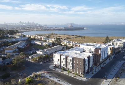 Aerial view of Pacific Pointe Apartments in San Francisco, CA.