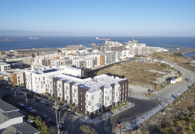 Aerial view of Pacific Point Apartments in San Francisco, CA.