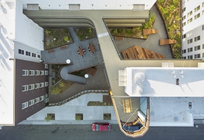 Bird-eye view of Pacific Pointe Apartments in San Francisco, CA.
