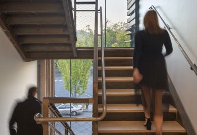 Stairs inside Harmon Guest House in Healdsburg, Ca.