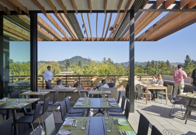Rooftop terrace at Harmon Guest House in Healdsburg, Ca