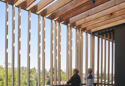 Terrace inside Harmon Guest House in Healdsburg, Ca 