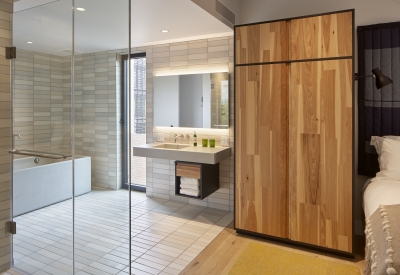 Suite bathroom inside Harmon Guest House in Healdsburg, Ca 