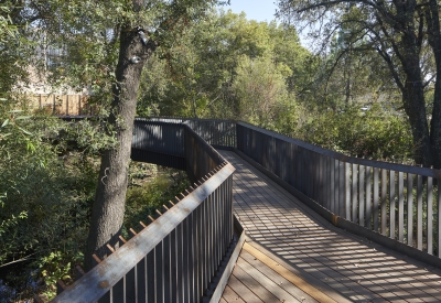 Pathway to nature outside of Harmon Guest House in Healdsburg, Ca 