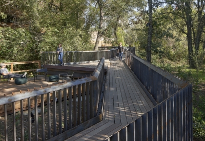 Pathway to nature outside of Harmon Guest House in Healdsburg, Ca 