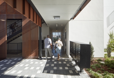 Open-air stairs and residential mailboxes at 847-848 Fairfax Avenue in San Francisco.