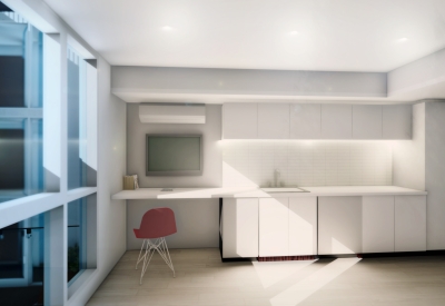 Rendering of resident unit at OME in San Francisco, CA.