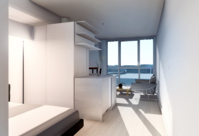 Rendering of resident unit at OME in San Francisco, CA.