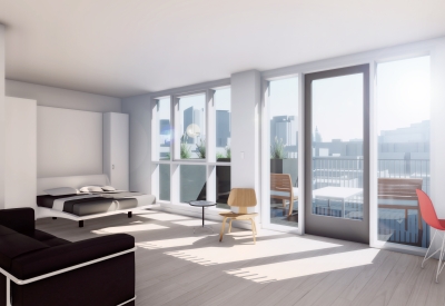 Rendering of resident unit at OME in San Francisco, CA.