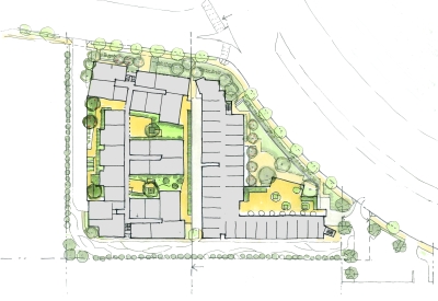 Site plan of Onizuka Crossing Family Housing in Sunnyvale, California.