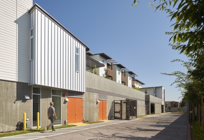 Exterior view of Onizuka Crossing Family Housing in Sunnyvale, California.