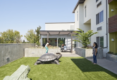 Courtyard play area in Onizuka Crossing Family Housing in Sunnyvale, California.