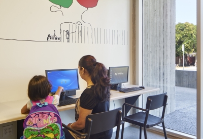 Community room at Onizuka Crossing Family Housing in Sunnyvale, California.