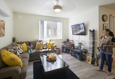 Living room in Onizuka Crossing Family Housing in Sunnyvale, California