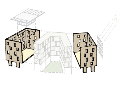 Exterior sketch of Williams Terrace in Charleston, SC.